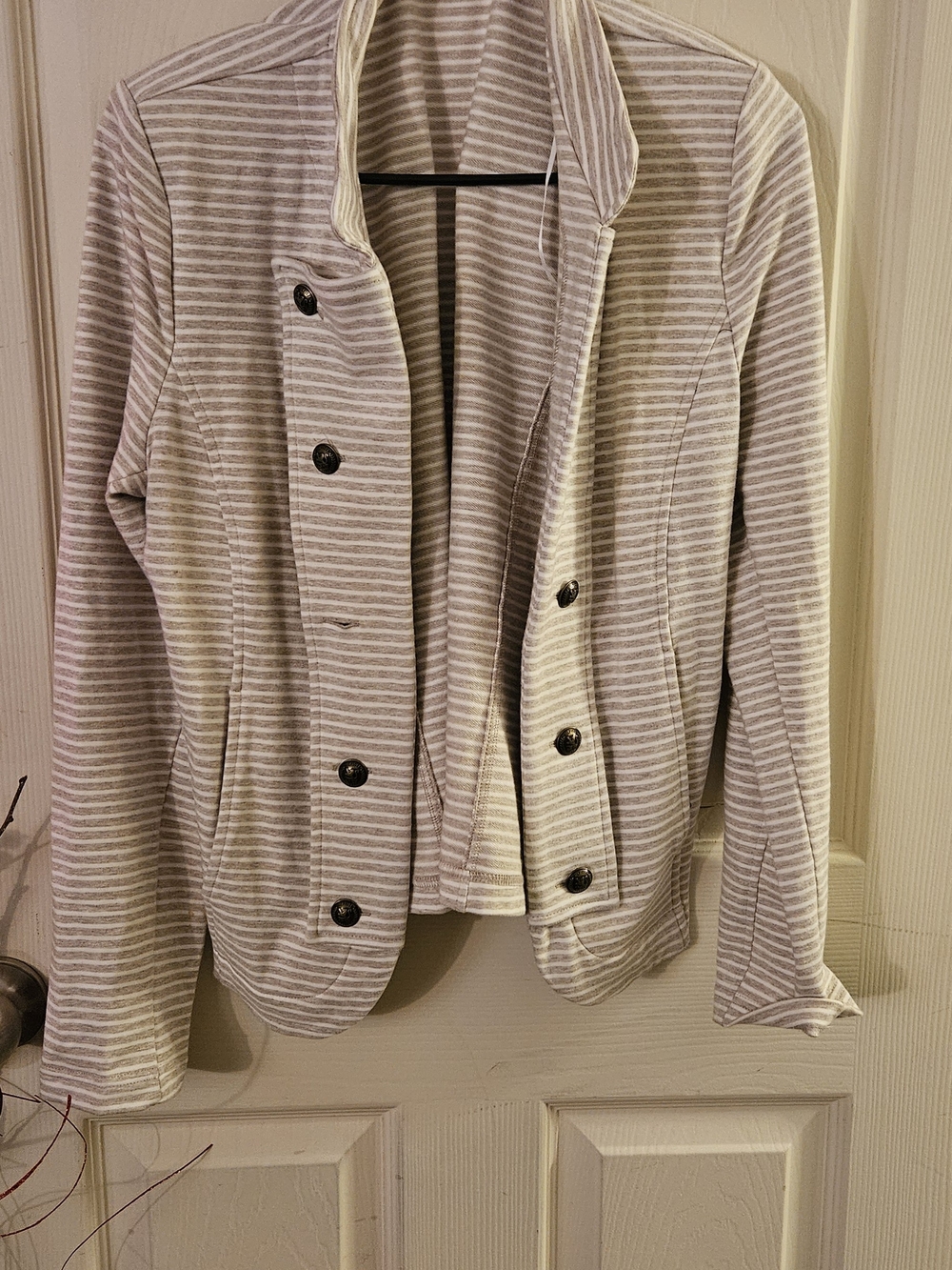 Tommy Hilfiger Cream & Gray Striped Blazer